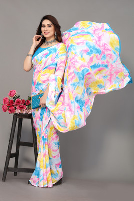 YASHIKA Printed Bollywood Georgette Saree(Multicolor)