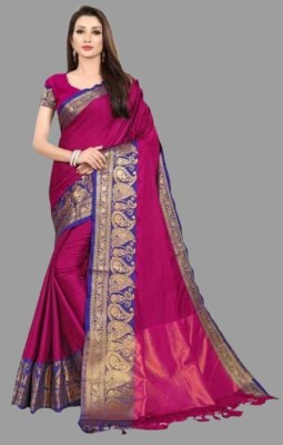 HouseOfCommon Woven Bollywood Jacquard, Cotton Silk Saree(Pink)