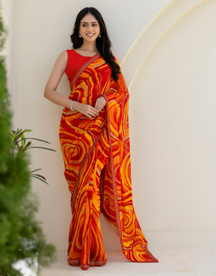 Samah Printed Daily Wear Georgette Saree(Red)