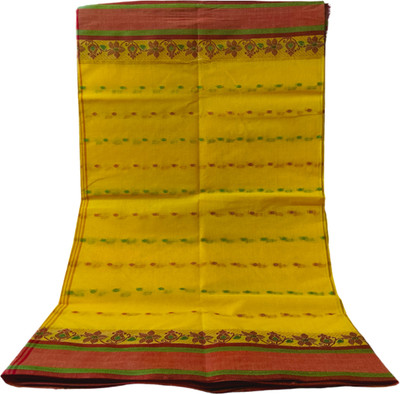 Charvi Lifestyle Woven Tant Pure Cotton Saree(Yellow)