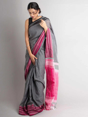 SSK Woven, Solid/Plain Bollywood Handloom Cotton Blend Saree(Multicolor)