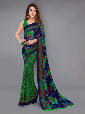 Moda Rapido Printed Daily Wear Georgette Saree(Green)