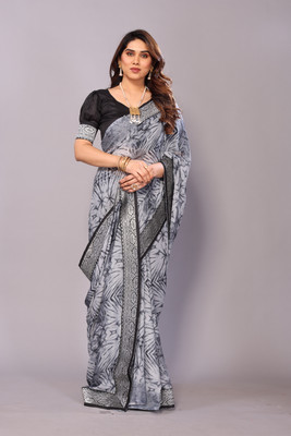 SAREEYA16 Floral Print Daily Wear Georgette Saree(Grey)
