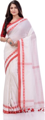 Desh Bidesh Woven Handloom Handloom Pure Cotton Saree(White)