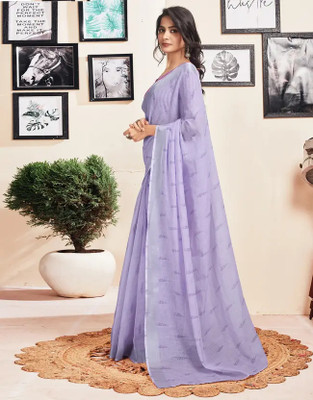 HouseOfCommon Geometric Print Bollywood Cotton Linen Saree(Purple)