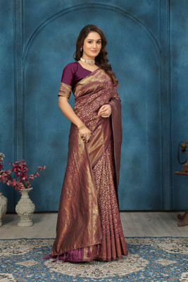 GARIYA Self Design Dharmavaram Silk Blend Saree(Magenta)