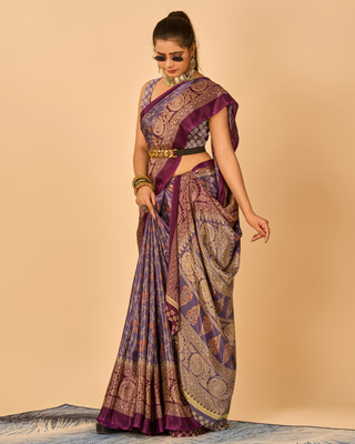 A V M Print Printed Bollywood Crepe Saree(Multicolor)