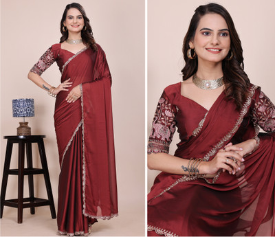 K 5 FASHION Embellished Bollywood Georgette Saree(Maroon)