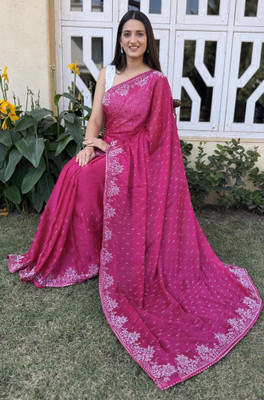 Ramya Embroidered Bollywood Georgette Saree(Pink)