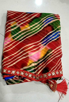 harshit designer Printed Daily Wear Georgette Saree(Red, Multicolor)