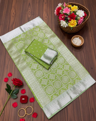 Arzoo kala textiles Woven, Self Design Chanderi Chanderi Saree(Pack of 2, Light Green)