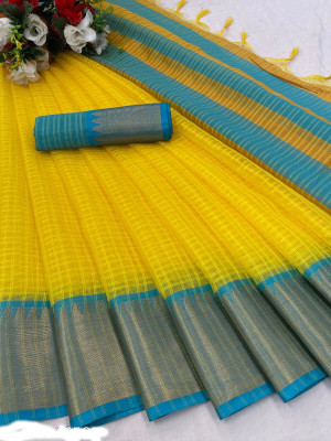 DURGA TEXTILE Printed, Self Design, Embellished, Woven, Animal Print, Blocked Printed Daily Wear Jacquard, Organza Saree(Light Green, Light Blue)