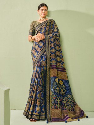Sareemall Woven Bollywood Georgette Saree(Dark Blue)