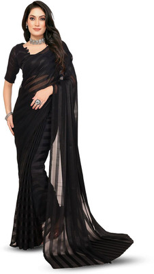 Moda Rapido Self Design Daily Wear Satin Saree(Black)