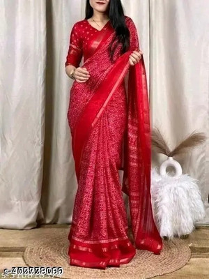 SAKHA DESIGNER Printed Bollywood Art Silk Saree(Red)