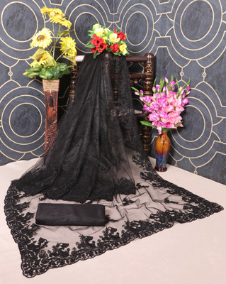SPAREN CREATION Self Design Bollywood Net Saree(Black)