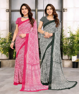 Divastri Printed Bollywood Georgette Saree(Pack of 2, Multicolor)