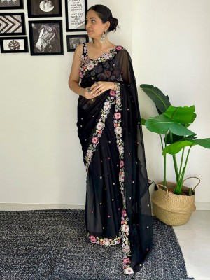 ANOUK Embellished Bollywood Georgette Saree(Black)