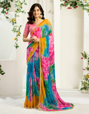 Shree Shyam Creation Printed Bollywood Georgette Saree(Multicolor)