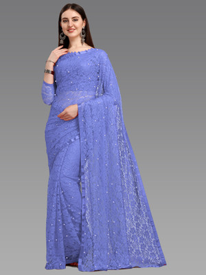 LOROFY Self Design Bollywood Net Saree(Multicolor)