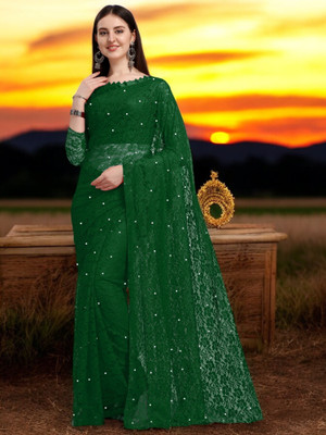 NEXAA Printed Bollywood Brasso Saree(Green)