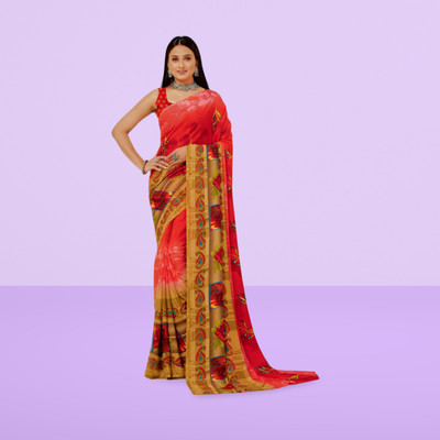 Leelavati Printed Daily Wear Georgette Saree(Red)