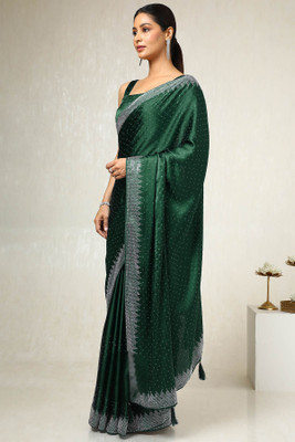 soch Embellished Daily Wear Satin Saree(Green)