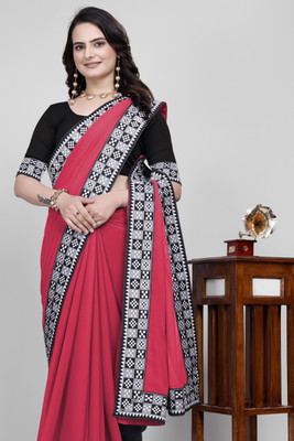 Sangath Dyed, Solid/Plain Daily Wear Georgette Saree(Pink)