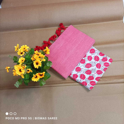 LDma Printed Kalamkari Handloom Pure Cotton Saree(Pink)