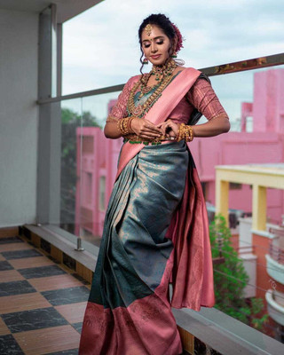 Begum Collection Self Design Kanjivaram Art Silk Saree(Multicolor)
