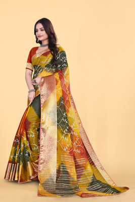 Aarunika IC Solid/Plain Bollywood Organza Saree(Multicolor)