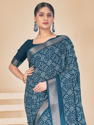 Sareemall Printed Paithani Silk Blend Saree(Dark Blue)