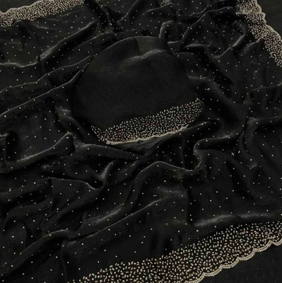 Zeekha Embellished Daily Wear Jimmy choo Saree(Black)