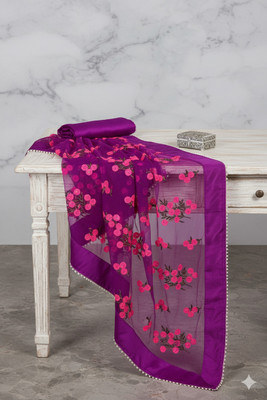 JSItaliya Embroidered Bollywood Net Saree(Purple)