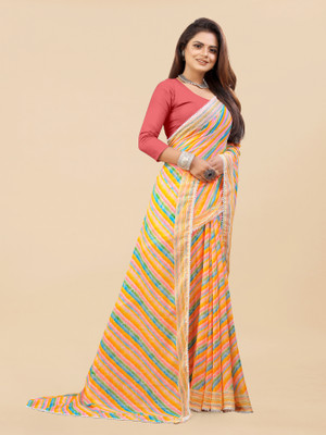 BLEESBURY Printed Bollywood Georgette, Chiffon Saree(Yellow)