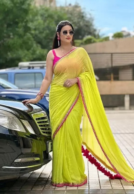 BHIKS RR Embroidered Bollywood Georgette Saree(Light Green)