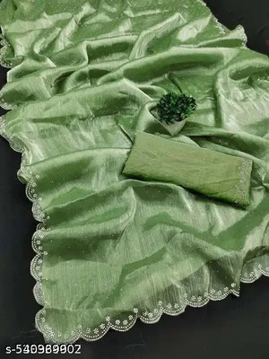 NITYA Self Design Bollywood Organza Saree(Green)