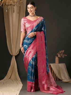 ANOUK Woven Kanjivaram Georgette Saree(Blue)