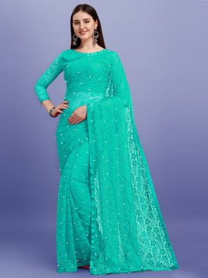 Croza Self Design Bollywood Net Saree(Multicolor)