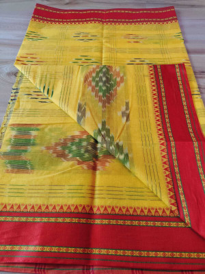 Sayak Creation Self Design Tant Cotton Blend Saree(Yellow)