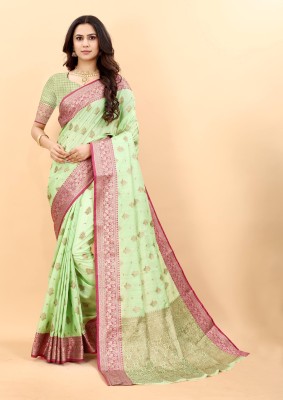 Tasrika Self Design Kanjivaram Art Silk Saree(Light Green)