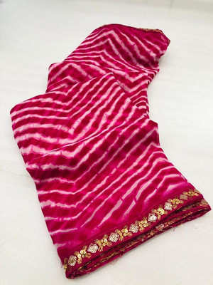 nabil Printed Bandhani Georgette Saree(Pink)