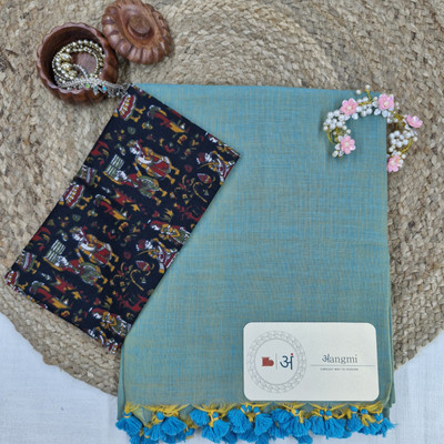 aangmi Printed Handloom Khadi Saree(Multicolor)