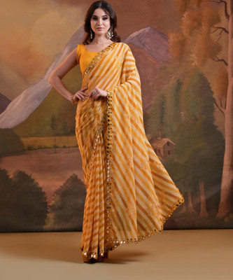 Clemira Embellished Bollywood Georgette Saree(Yellow)