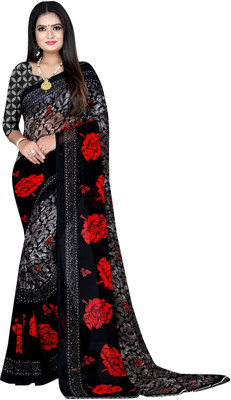 Leelavati Printed Bollywood Georgette Saree(Black)