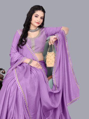 ANOKHI STYLE Embellished, Solid/Plain Bollywood Georgette Saree(Purple)
