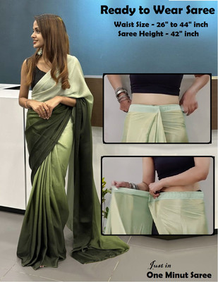 KDL Solid/Plain Bollywood Chiffon Saree(Green)