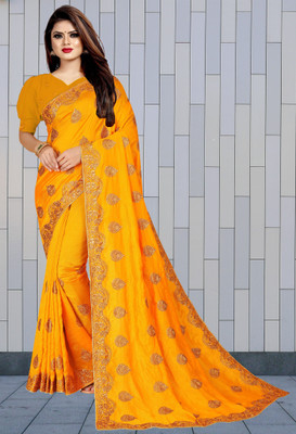 Divastri Embroidered Bollywood Georgette Saree(Mustard)