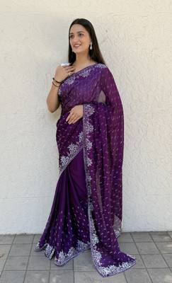 Ramya Embroidered Bollywood Georgette Saree(Purple)