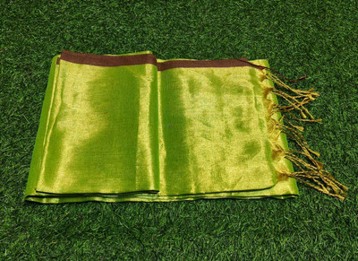 Bhadra Shopping Store Woven Handloom Handloom Tissue Saree(Gold)